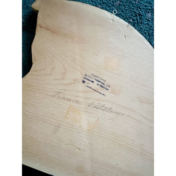 Vintage Handmade Wooden Santa Sign Christmas Hand Painted Kitschy Wood Signed - Picture 7 of 7